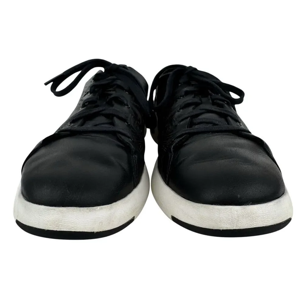 Cole Haan Women Leather Laser Cut Grand Pro Tennis Shoes 9B Black Preppy Comfort